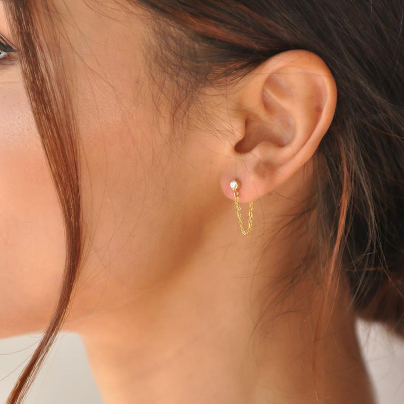 Tiny Bezel Set Diamond Micro Stud Earrings